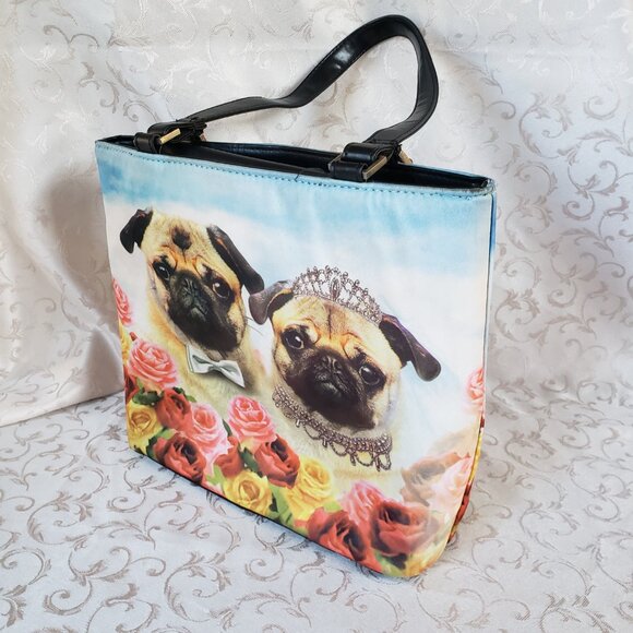 Pugs & Roses Rhinestone studded handbag. Bride and groom couple - Picture 7 of 13